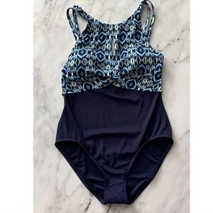 Tommy Bahama Nwt Island Cays Irate High Neck Beaming Blue One Piece Swimsuit